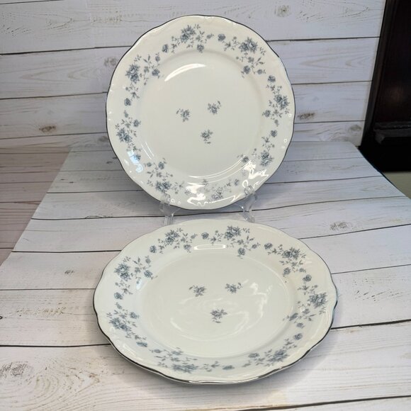 Johann Haviland Blue Garland 10" Dinner Plates Bavaria Germany Platinum Lot of 2 - Picture 1 of 9